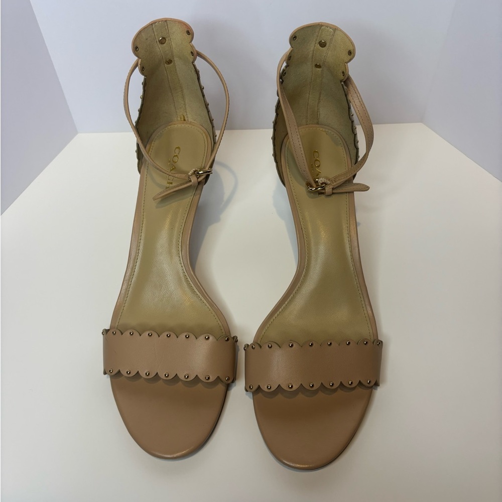 Coach Tan Scalloped Heels